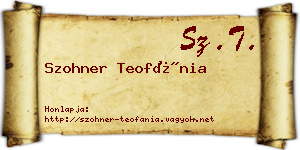 Szohner Teofánia névjegykártya
